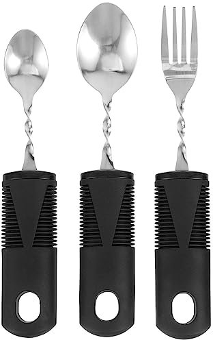 YARNOW 3 Uds Utensilios Adaptativos Para Temblores De Manos Cubiertos Ponderados De Acero Inoxidable Utensilios Construidos Para Pacientes Con