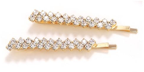 2 Pièces Épingles à Cheveux Strass, Pinces à Cheveux Géométriques,en Métal Dorées Décoratives Bijoux de Coiffure Accessoires pour Fille Femmes Fête Mariage,or