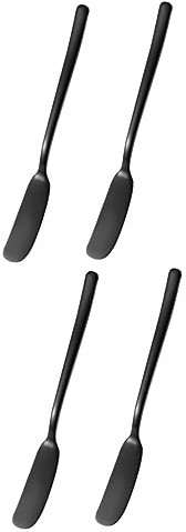 Zerodeko 4piezas Cuchillo De Acero Inoxidable Para Queso y Mantequilla De Utensilios De Cocina Multiusos Para Untar Mermelada y Decorar Crema Color Negro