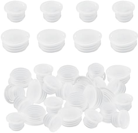UFURMATE Salt Shaker Stopper with Pull Ring, 60Pcs Plastic Salt Shaker Plugs Transparent Salt and Pepper Shaker Stoppers Round End Cap Replacement for Pots Bottles Pipes (15mm/22mm)