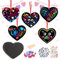 MONCAP 38STK Kratzbilder in Herzform Herz Bastelset Kinder Herz Kratzpapier Muttertag Basteln Kinder Regenbogen Scratch Art Kreative DIY für Mädchen Junge Muttertag Party Deko Mama Geschenke