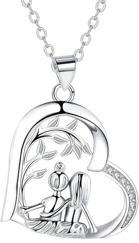 Yinsen Schwester Halskette für Damen 925 Sterling Silber mit Herz Anhänger Kette Damen Verstellbar Halskette Valentinstag Muttertag Geburtstags Weihnachten Geschenk für Sie Frauen Freundin