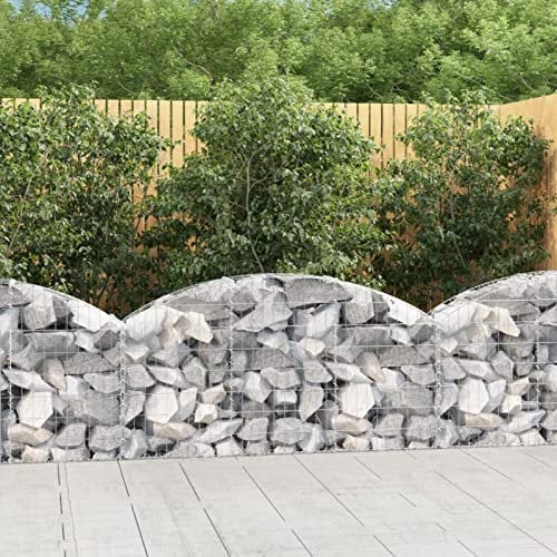 Rantry Korb Gabione mit Bogen Gabione für Steine Gabionen mit Bett Gabionen Metall Gabionen für Steine Gabionen Hochbett 150 x 30 x 60/80 cm Eisen verzinkt Möbeldekoration