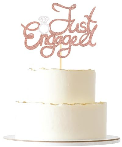 Sumerk 1 Stück Just Engaged Cake Topper We're Engaged CakeDecoration Cake Topper Wedding for Wedding Anniversary Engagement Bridal Shower Party Decoration Rose Gold