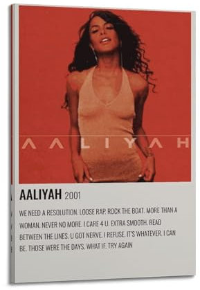 TRXU Aaliyah 2001 Poster, Albumcover, Musikposter für Schlafzimmer, ästhetisches Poster, dekorative Malerei, Leinwand, Wandkunst, Wohnzimmer, Poster, Schlafzimmer, Gemälde, 50 x 75 cm, Rahmenstil