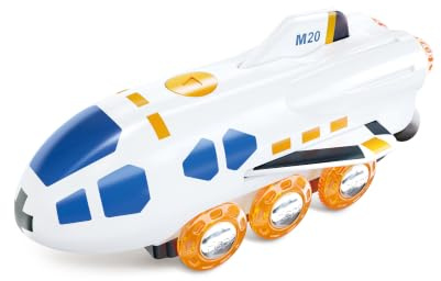 Hape Spaceshuttle - 2-in-1 Spielzeugzug & Space-Shuttle mit Licht & Sound, USB-C Aufladung, Spielzeug, Eisenbahn, für Kinder ab 3 Jahren