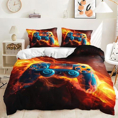 JINXIUJIASI Gamer Housse De Couette 220x240 Gaming Parure De Lit Enfant Manette de Jeu ImpriméE en 3D avec Fermeture éClair pour GarçOn Adolescent Adulte
