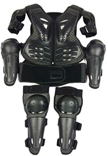 Gilet de Protection pour Moto pour Enfants de 5 à 13 Ans, Gilet de Protection pour Motocross, Veste de Protection pour Moto avec genouillère et coudière, équipement de Motocross (Noir)