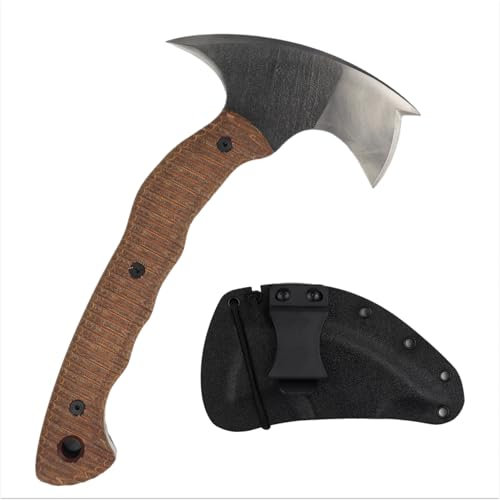 Tomahawk Wurfaxt - Tactische Axt mit Scheide - Handgeschmiedetes Camping Beil (Mini Tomahawk mit Kydex Schutzhülle)