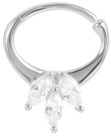 Tolldek 1Pcs 925 Sterling Silber Nasenringe, Silber 18 Gauge Hoop Blatt Nasenring Offen, Tragus Piercing mit Zirkonia Marquise, Lippen Piercing Ringe Ohrringe für Damen