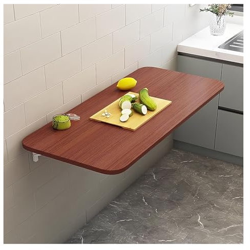 Klappbarer Wandtisch｜Wand Montierter Klapptisch｜Wandklapptisch｜schwimmender Schreibtisch(Teak,60x30cm)