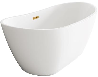 Balneo Baignoire Autoportante Balneo Parma en Acrylique avec Cadre en Acier - 6 Pieds Stabilisateurs - Trop-plein et Bouchon Clic-Clac - Design Moderne – Or miroir - 170x72cm