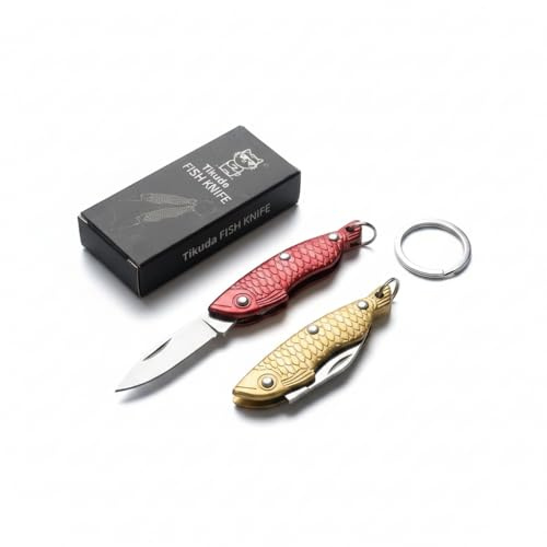 Tikuda Mini Taschenmesser Klein 2pcs, EDC Klappmesser Edelstahl, Pocket Knife Outdoor Messer Gadgets für Männer. Ultrakompakt Key Knife Schlüsselanhänger Camping Werkzeug Rostfrei Ideal