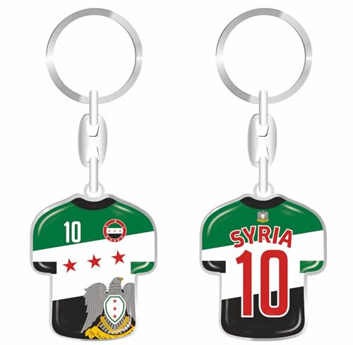 daged Syrien Neue Fahne Schlüsselanhänger Trikot Schlüsselring Harzbeschichtung 3D Effekt + Aufkleber praktische Funktionalität - TR