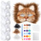6 Stück Katzenmaske mit Augen Mesh und Pelz Bart, Tier Katze Maske DIY Set Katzenmasken zu malen Filz, Maskes Kunsthandwerk Kit, DIY Blank Gesicht Maske Kostüm für Maskerade
