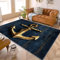 Teppich Maritim Blau - Teppich Wohnzimmer Schlafzimmer Ankermotiv, Großer Teppich Maritim Nautische, Weich Kurzflor & Waschbar & rutschfest Wohnzimmerteppich, Kinderteppich, Bettvorleger 140x200 cm