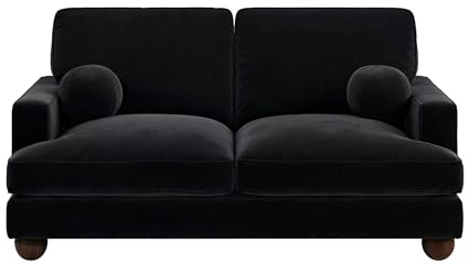 Solace+Co - 2 Seater Sofa, Luxurious Velvet Sofa, Lounge Sofa with Foam-Filled Cushions for Exceptional Comfort, Modern and Vibrant, Durable Wooden Frame (Addison) (Black)
