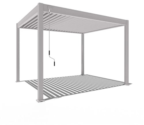 Pavillon Pergola 3x3,6m Terassenüberdachung freistehend mit Lamellendach verstellbar Gartenpavillon Hardtop wasserdicht stabil Winterfest Voll-Aluminium Grillpavillon Weide Classic Ivory Sand