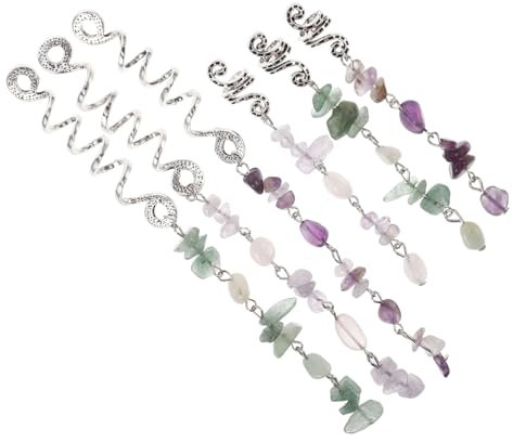 EXQUIMEUBLE 6stücke Teiliges Haarschmuck Für Zöpfe Und Dreadlocks Mit Natürlichen Steinpendants Boho Haarschmuck Verstellbare Haarclips Und Rave-dekorationen Für Individuelles Styling