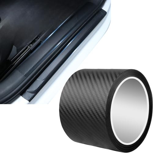 YUNYU Film de protection autocollant en fibre de carbone pour seuil de portière de voiture Noir mat 5 cm x 3 m