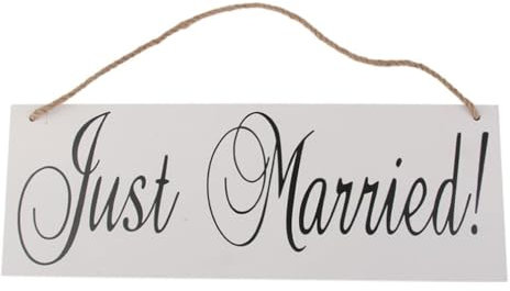 ibasenice Cartello &Quot;Just Married&Quot; Con Ganci Metallici Decorazione In Legno Per Matrimoni Striscione Rustico Per Feste E Anniversari Cartello Leggero Da Appendere Alla Porta