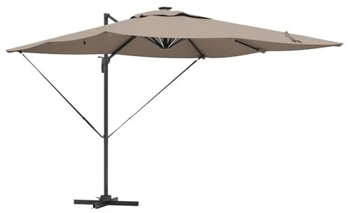 vidaXL Parasol Taupe 286 x 285 x 270 cm Aluminium, Garden and Terrace, Rectangular Outdoor Umbrella, Tiltable Rotatable Patio Shade, Modern Cantilever Parasol, Summer Canopy