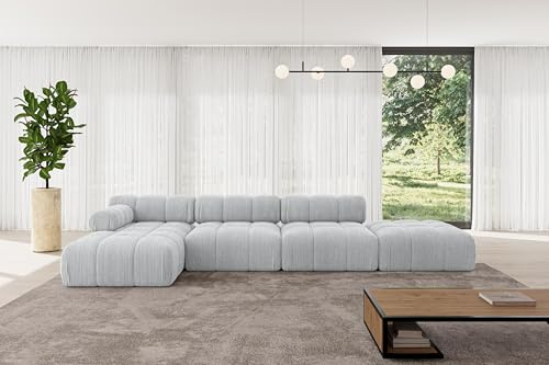 ALTDECOR Modulares Sofa Ecksofa in L-Form Corner modular Sofa Eckcouch Couch Wohnlandschaft Cauchsofa Polstersofa Lizur-L2-380x160x70 cm Grau