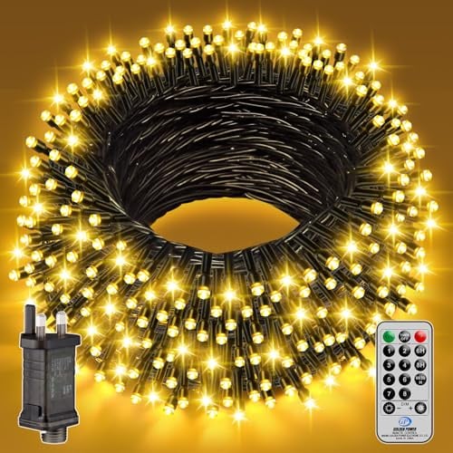 LED Lichterkette Weihnachtsbaum Innen Außen - 25M 250LEDs Warmweiß Outdoor Lichterkette Weihnachten,8 Modi mit Fernbedienung Timer,IP44 Wasserdichte Weihnachtsbeleuchtung für Garten