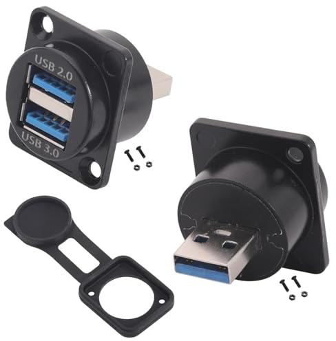 PENGLIN 2 Stück Doppel USB 2.0 und USB 3.0 Einbaubuchse, | Buchse auf Stecker Durchgangdose Adapter,USB Type A Panel Mount Durchgangsbuchse