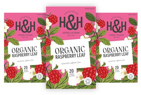 Heath & Heather Organic Raspberry Leaf Tea Bags - 3 Pack Gift Box | Caffeine Free Organic Herbal Infusion