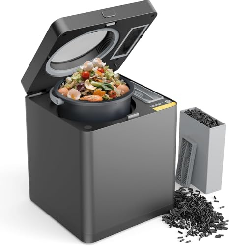 TOPZEE Contenedor eléctrico de abono para cocina, compostador inteligente de 3 litros con limpieza automática sin olor, bajo ruido, convierte los residuos de alimentos en fertilizante en 4 horas, para