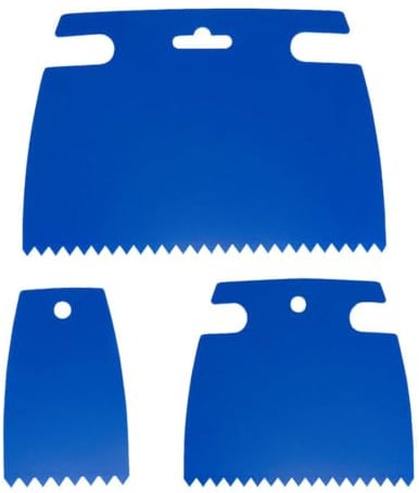 LAKPYN 3 Pezzi Spatola Dentata per colla,frattazzo per stucco americana Multifunzionale,Per Rasatura per l'Applicazione di Malte Adesiveintonaco(Blu,3 dimensioni)