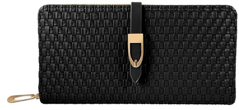 Cham Cham Geldbörse für Damen aus Kunstleder in Schwarz, Geldbeutel mit Reißverschluss in 10 x 19 x 3,5 cm