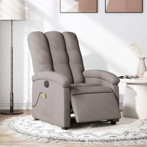 QUAHEAS Massagesessel Elektrisch Taupe Stoff, Relaxsessel mit Motor, 6-Punkt-Vibration, Liegefunktion, Bequemer Lesesessel für Wohnzimmer, Schlafzimmer, 110 kg Tragkraft