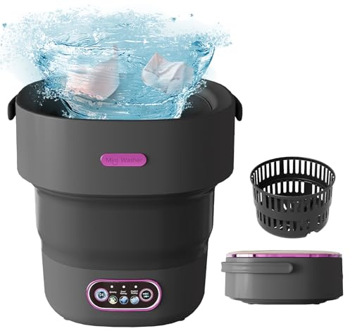 Mini Waschmaschine, 13L 2 in 1Faltbare Klein Waschmaschine Camping Mit Schleuder, Abnehmbarer Trockenkorb, 3 Modi Tiefenreinigung Portable Washing Machine Für Schlafsäle, Wohnmobil, 2,5 kg Leicht