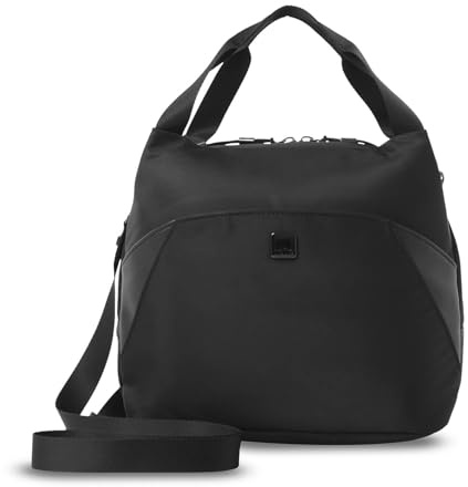 TOTTO - Bolsa Térmica Porta Alimentos 10 L, Modelo Roxanne L, 25 x 24 x 17 cm, Bolsa Comida Trabajo, Gran Capacidad, Asa de Mano, Correa Ajustable y Extraíble, Fácil de Limpiar, Color Negro
