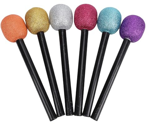 VBESTLIFE 6 PCS Microphone Prop, Plastic Fake, Multicolor Stage Glittered Microphone for Kids, Halloween Christmas Karaoke, Costume, Birthday