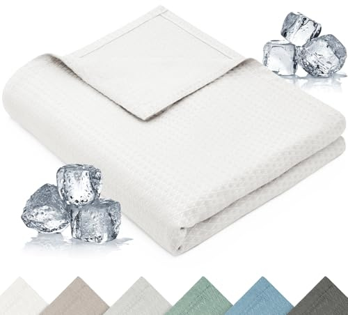 Blumtal Kühldecke 200x230 cm - Bambus Viskose Sommerdecke - Oeko-TEX zert. & kühlende Decke als Sommer Sofadecke/Reisedecke - Kühldecke Bett - kalte Decke zum Schlafen - Ivory