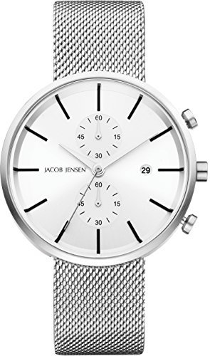 Jacob Jensen Herren Chronograph Quarz Uhr mit Edelstahl Armband 625
