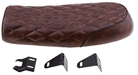 Dolity Cafe Racer Sella Stile Hump Flat Brat In Artificiale Pelle Cuscino Sede Universale Per Moto Honda Yamaha Suzuki Kawasaki - Marrone