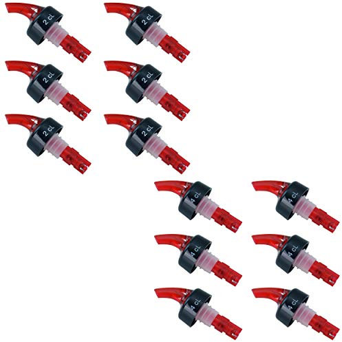 12 pezzi, 6 beccucci da 2 cl. e 6 da 4 cl. Tappo dosatore per bottiglie, in materiale plastico.