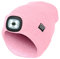 Mütze-Beanie Farbe rosa/pink, 2. Generation mit besserem Halt des LED Licht, USB-Rechargeable, OneSize, 3 Helligkeitsstufen, 1 Blinkmodus, waschbar, Lampe entnehmbar | Marken Qualität von Gorilla
