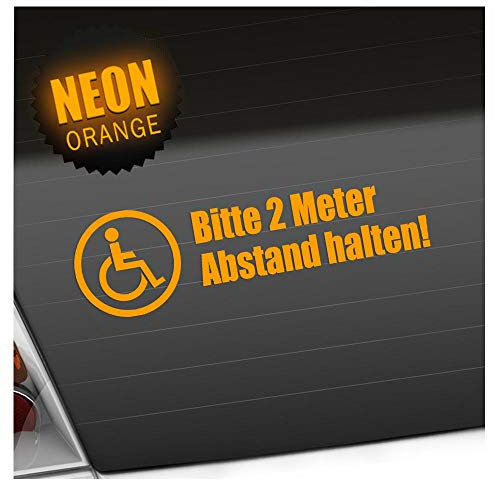 Kiwistar - Autoaufkleber - Rollstuhl - 2m Abstand halten Heckscheibe Auto Aufkleber wetterfest für Kfz LKW Mofa Truck - Sticker außen selbstklebend Tuning Zubehör für Fenster Fahrzeug Scheibe