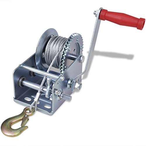 Festnight Argano Manuale,argano da Barca Professionale con paranco a Fune, Portata 1130 kg, Lunghezza Corda 10 Metri,40 x 29,5 x 17 cm