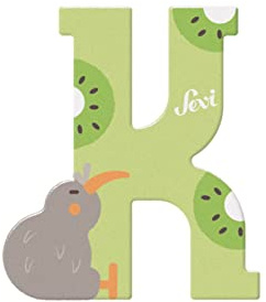 Letter K Kiwi Sevi | Wooden Letters for Children's Bedroom Decor | 10cm | Animal Alphabet | Model 83011