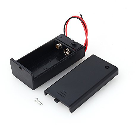 Caja de Batería de 9V, Soporte para Pilas de 9 V con Carcasa e Interruptor y 150 mm Cables, Caja de Almacenamiento de Batería de Plástico, 68,02 x 33,24 x 21,58 mm
