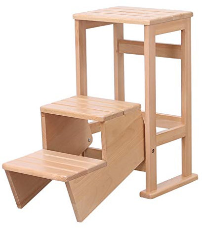 XWZJY Cucina Panchina Alta, Mansarda Stair Sgabello Sedia, Pieghevole Scala in Legno a 3 gradini con battistrada Antiscivolo, Strumento Giardino Domestico, 2 Colori Opzionale