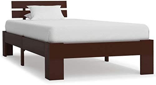 Festnight Bettgestell Dunkelbraun Massivholz Kiefer Bettgestell Holzbett Einzelbett Futonbett Massivholz Bett Bettrahmen Lattenrost Schlafzimmerbett 90×200 cm
