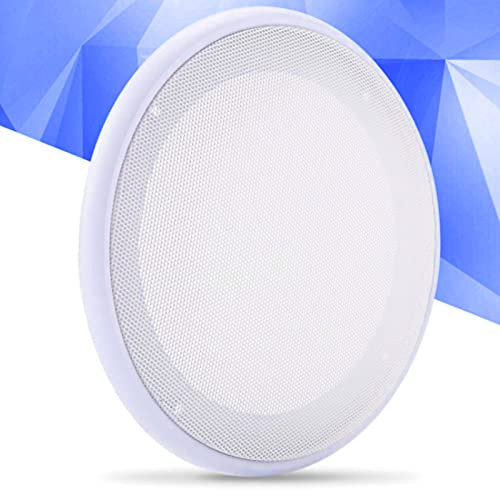 2PCS 8inch Audio Speaker Grill, Decorative Circle ABS+Metal Mesh Car Audio Speaker Cover,White Spray Paint Speaker Mask for Home Speakers, Ceilings, Car Audio Speakers