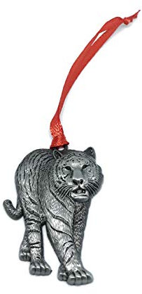 Tiger Christmas Ornament Pewter Charm Decorative Tiger King Souvenir Zoo Safari Jungle Animals Theme Decorations